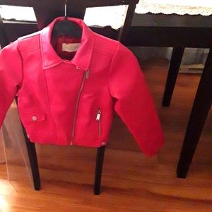 Girls Fuschia Faux LMotorcycle Jacket